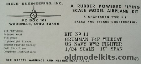 Diels Engineering 1/24 Grumman F4F-3 Wildcat - Static or Powered Scale Model- (F4F3), 11 plastic model kit